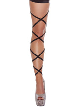 Pair of 100" Solid Leg Straps with Attached Thigh Garters - Rave Costume, Roma Costume, YourLamode
