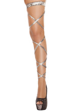 Pair of 100" Velvet Leg Strap with Attached Garter - Rave Costume, Roma Costume, YourLamode