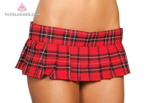Red Plaid Velcro Side Plaid Skirt - Roma Costume, Clothing - YourLamode - 3