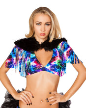 Fringed Shrug with Faux Fur Detail - Roma Costume, Fringed Shrug - YourLamode - 1