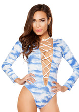 Printed Lace-up Long Sleeved Bodysuit - 420 Bodysuit, Roma Costume, YourLamode