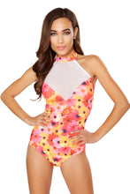 Flower Printed Bodysuit with Sheer Detail - Roma Costume, All Over Print Bodysuit - YourLamode - 1