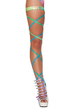 Pair 100" Shimmer Leg Strap with Attached Garter - Leg Strap with Attached Garter, Roma Costume, YourLamode