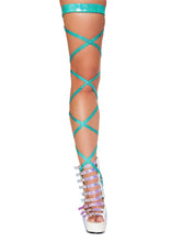 Pair 100" Shimmer Leg Strap with Attached Garter - Leg Strap with Attached Garter, Roma Costume, YourLamode