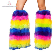 Rainbow Fur Leg Warmers - Roma Costume, Accessories - YourLamode - 1
