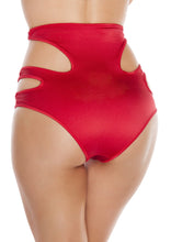 Red High-Waisted shorts with Cut out Details - Festival Wear, Roma Costume, YourLamode