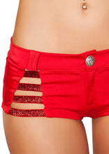 shorts with Shiny Straps and Button Front Detail - Rave Booty shorts, Roma Costume, YourLamode