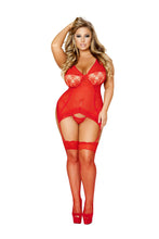 Gartered Mesh And Lace Bustier Set - lingerie, Roma Costume, YourLamode