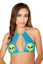 Mesh Keyhole With Alien Pasties Halter Top - Roma Costume, Glow In Dark - YourLamode - 8