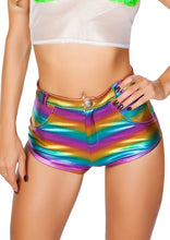 High-Waisted Hologram shorts with Button Front Detail - Hologram shorts, Roma Costume, YourLamode