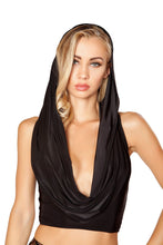 Hooded Cowl Neck Cropped Top - Roma Costume, Solid Hooded Top - YourLamode - 1