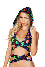 Printed Detachable Hooded Wrap Around Halter Top - Roma Costume, Hooded Halter Top - YourLamode - 5