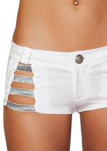 shorts with Shiny Straps and Button Front Detail - Rave Booty shorts, Roma Costume, YourLamode