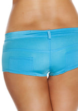 Turquoise Low Rise Rave shorts - Clothing, Roma Costume, YourLamode