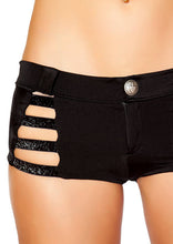 shorts with Shiny Straps and Button Front Detail - Rave Booty shorts, Roma Costume, YourLamode
