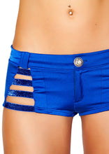 shorts with Shiny Straps and Button Front Detail - Rave Booty shorts, Roma Costume, YourLamode