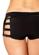 shorts with Shiny Straps and Button Front Detail - Rave Booty shorts, Roma Costume, YourLamode