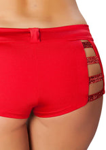 shorts with Shiny Straps and Button Front Detail - Rave Booty shorts, Roma Costume, YourLamode